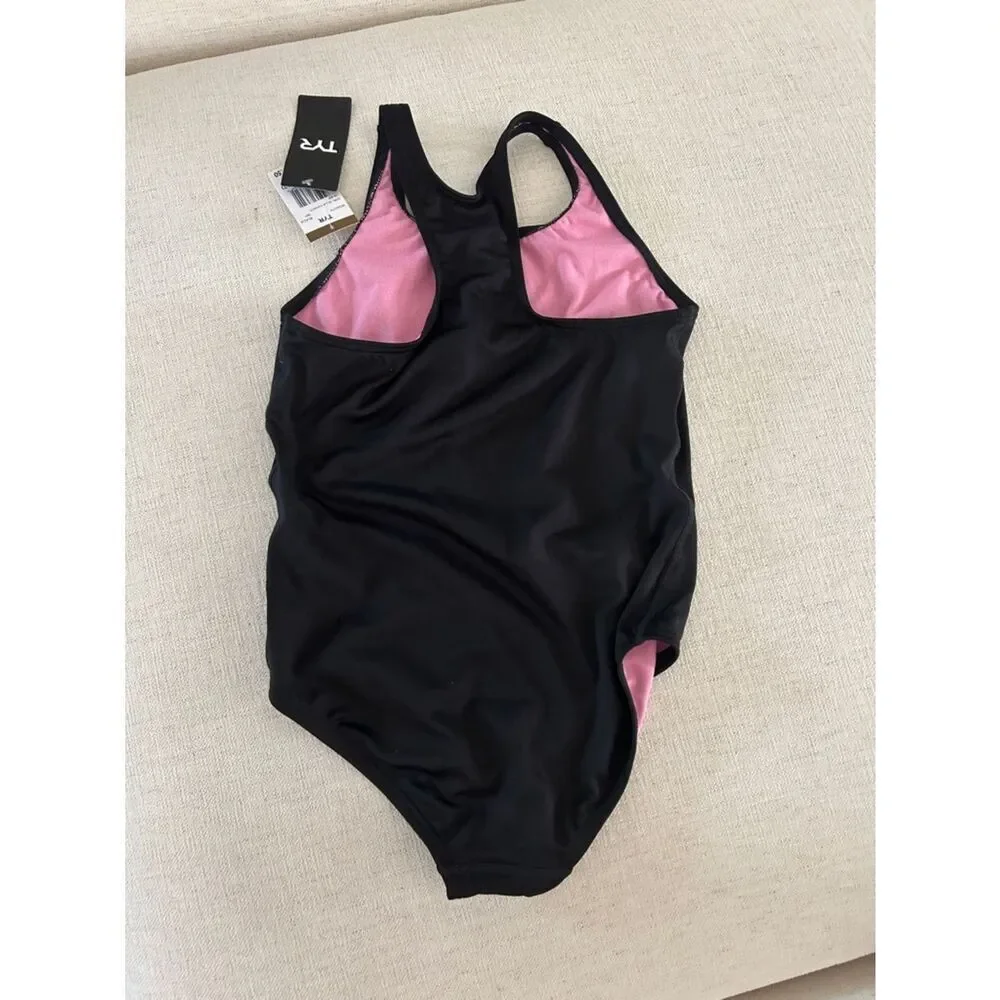 TYR Durafast Lite® Girl's Maxfit Swimsuit - Ella, Black/Pink, Size 10-12, NWT